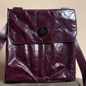 Danier Italian Leather Distressed Style Messenger  Crossbody Purse